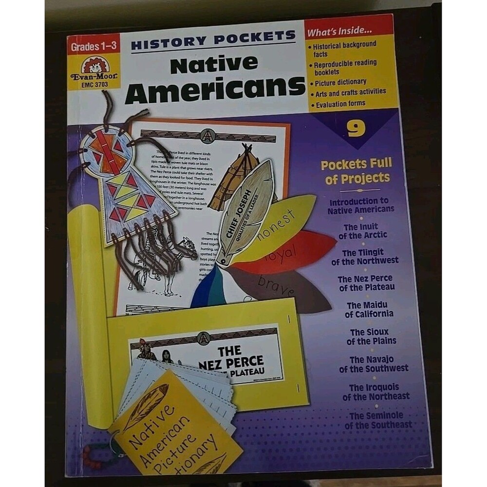 History Pockets Native Americans Grades 1-3 Evan Moor 2003 Paperback Homeschool
